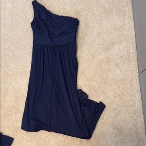 Elegant One Shoulder Navy Dress